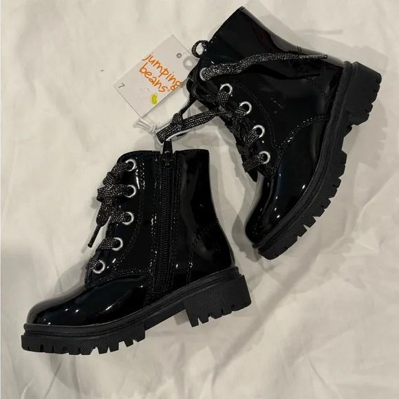 jumping beans Shoes Jumping Beans Shiny Black Laceup Boots
